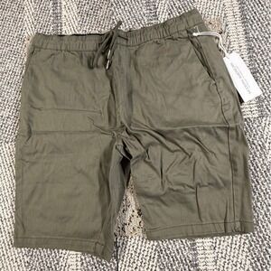 Modern American Mens Lockdown Shorts Olive Green Elastic Drawstring Size M NEW